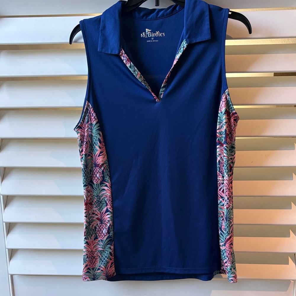 18 Birdies Women's sleevelss golf polo with side panels; Sz: M; EUC!